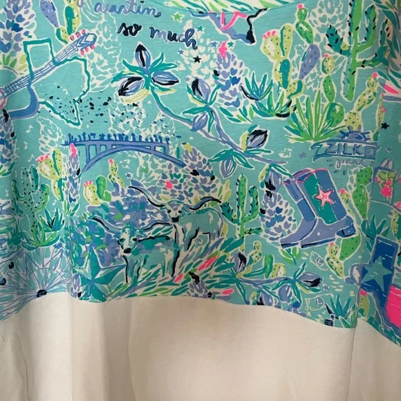 Lilly Pulitzer “Lilly Loves Texas” FINN top long sleeve. XXL Bayside Blue - Picture 4 of 5